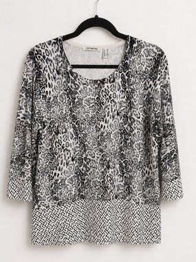 Punt Roma Animal Print Rhinestone Top XL